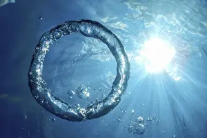 Soap Bubble Ascends Drucke: Underwater Bubble Ring Ascends towards the Sun