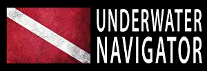 Drucke von Unterwasser-Navigator, Taucher-Abstieg-Fahne, Tauchfahne, Schnorchel-Tauchen Navigator Drucke: Unterwasser-Navigator, Taucher-Abstieg-Fahne.