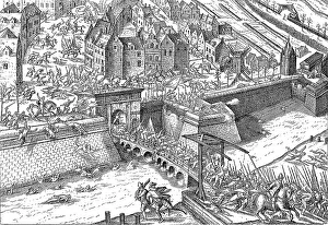 Woodcut Restoration Work Drucke: The Unsuccessful Raid of Antwerp