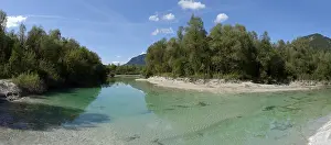 Upper Bavaria Panorama Drucke: Upper Isar River, at the sediment barrier