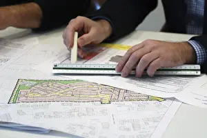 Residential Area Planning Drucke: Urban development plan on a desk