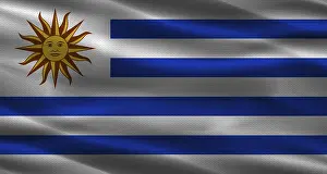 Verwandte Bilder Drucke: Uruguays Flag mit Stofftextur