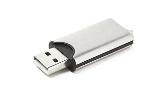 USB Flash Drive Drucke: USB flash drive isolated on white background