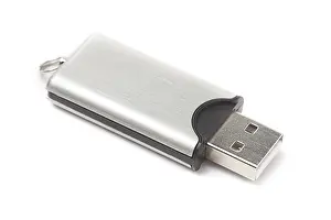 USB Flash Drive Drucke: USB flash drive isolated on white background