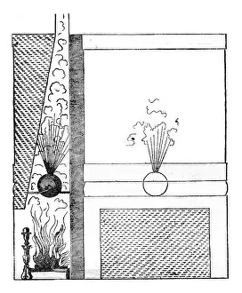 Old Engraved Depiction Drucke: Using the aeolipile by Philibert Delorme