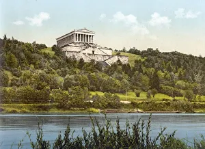 Upper Palatinate Landmark Drucke: The Valhalla with a view of the Danube
