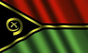 Vanuatu Drucke: Das Flagge von Vanuatu weht im Wind.