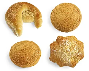 Breakfast Buns Drucke: Various buns isolated on a white background
