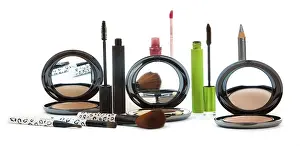 White Background Makeup Products Drucke: Various cosmetics isolated over white