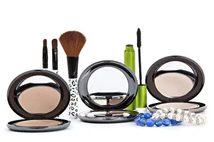 White Background Makeup Products Drucke: Various cosmetics isolated over white