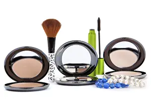 Personal Hygiene Goods Drucke: Various cosmetics isolated over white