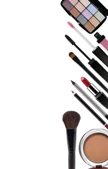 Cosmetic Product Photography Drucke: Various Cosmetics on white background