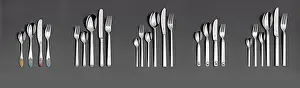 Empty Dining Table Setup Drucke: Various cutlery