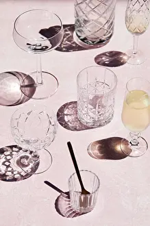 Elegant Glassware Drucke: From above various elegant glassware
