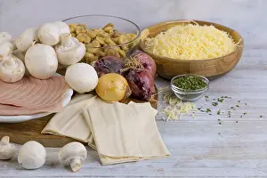 Meat And Dairy Products Drucke: Various ingredients for cooking