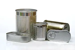 Canned Food Storage Drucke: Various tin cans, tin cans