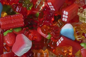 Colorful Sweets Drucke: Various types of assorted stacked gumdrops