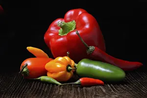 German Vegetable Crops Drucke: Various types of peppers, Germany