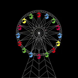 Ferris Wheel Drucke: Vector ferris wheel over black background