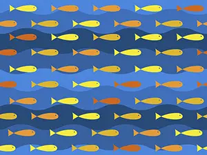 Uninhabited Underwater Scene Drucke: Vector fish underwater seamless pattern