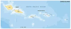 Samoa Drucke: Vektor-Karte des polynesischen Archipels der Samoa-Inseln.