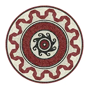 Ceramic Floor Design Drucke: Vector round design element, mosaic tiles pattern in colors