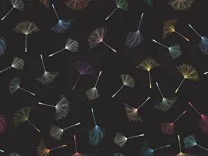 Seamless Floral Design Drucke: Vector seamless pattern with floating dandelion seeds in colors