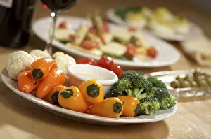 Foodstuff Photography Drucke: Vegetable platter, dip and other appetizers