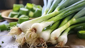 Deserted Garden Vegetables Drucke: Vegetable, spring onion or spring onion
