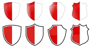 Southeast Asia Icon Drucke: Vertical Indonesia flag in shield shape