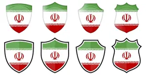 Iranian Nationality Symbol Drucke: Vertical Iran flag in shield shape