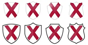 European Nationality Symbol Drucke: Vertical Irish Saint Patrick Saltire flag in shield shape