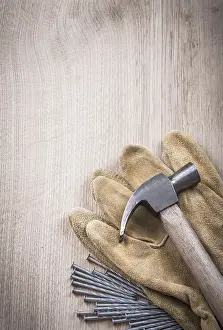 Leather Protective Gloves Drucke: Vertical version of claw hammer leather protective gloves