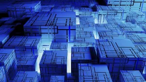 Vibrant Abstract Background Drucke: Vibrant abstract background showcases interconnected cubes