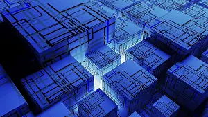 Vibrant Abstract Background Drucke: Vibrant abstract background showcases interconnected cubes
