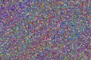 Drucke von Ein buntes, abstraktes Muster aus überlappenden Kreisen in verschiedenen Farben fügt sich zu einem einzigartigen Texturhintergrund mit Nuancen von Rosa, Blau, Grün und Rot Abstrakte Kunst Drucke: Vibrante, abstrakte Muster aus überlappenden Kreisen in verschiedenen Farben