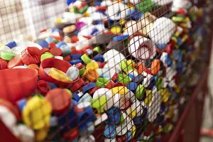 Waste Separation Drucke: A vibrant array of plastic caps