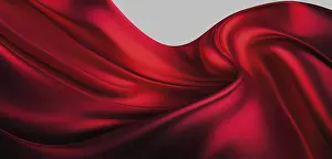 Decorative Interior Design Drucke: A vibrant red silk background flows gracefully