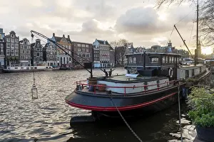 Deserted Canal Scene Drucke: View over the Amstel in the evening light