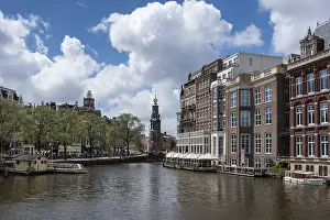 North Holland Province Drucke: View over the Amstel to Munttoren
