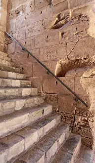 Uninhabited Old Town Area Drucke: View of the an ancient a stone staircase