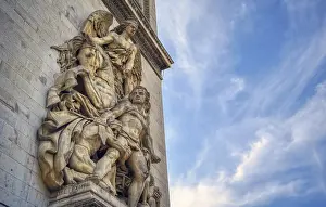 Drucke von Ein Blick auf den Arc de Triomphe in Paris, Frankreich Champs-Elysees Drucke: Ein Blick auf den Arc de Triomphe in Paris.