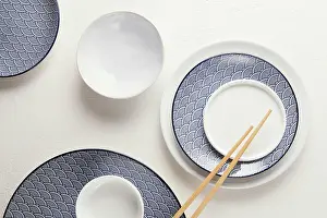 Elegant Tableware Drucke: Top view arrangement elegant tableware