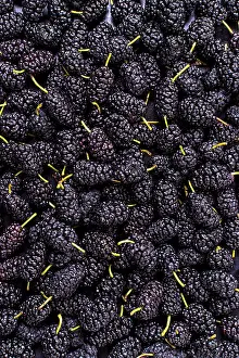 Healthy Eating Concept Image Drucke: Top view assortment mulberries