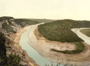 Historic British Cityscape Drucke: View from the bendcliff, Chepstow