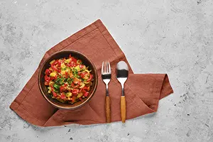 Provençal Cuisine Drucke: View from above of braised vegetable ragout
