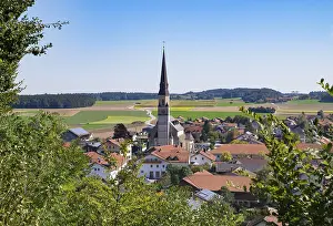 Deserted Village In Germany Drucke: View from the Calvary towards Palling