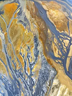 Abstract Landscape Drucke: Top view captured by a drone, showcasing a mesmerizing abstract pattern of nature textures