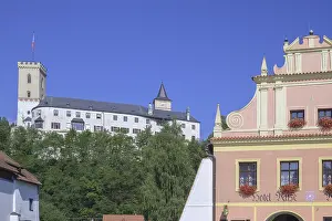 Czech Republic Tourist Landmark Drucke: View of the castle from the main square