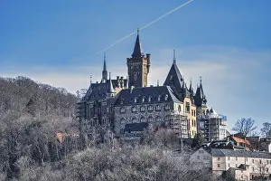 Blue Sky Germany Drucke: A view of the castle in Wernigerode under a blue sky